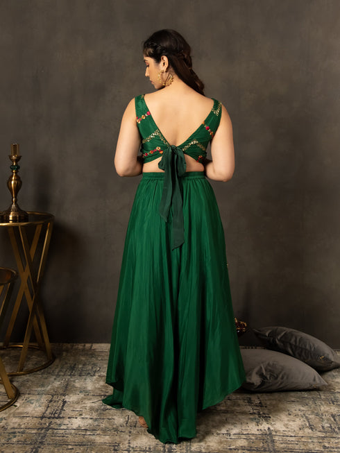 MULMUL BOTTLE GREEN SEQUIN EMBROIDERED CO-ORD SET MULMUL BOTTLE GREEN SEQUIN EMBROIDERED CO-ORD SET